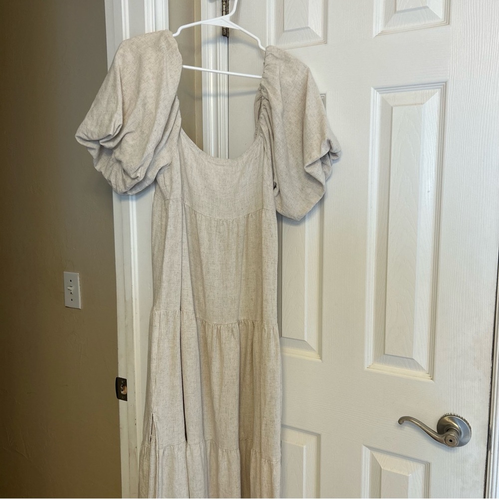 Mink Pink Square Neck Maxi Dress with Puff Sleeves